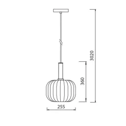 Fantasia OONAH 1xE27 D250xH360 Black / gold + 3m black fabric cable