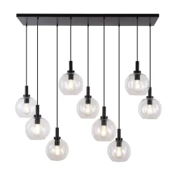 Fantasia OSIRA Pendel E27 9L Zwart, helder glas 9x Ø200mm