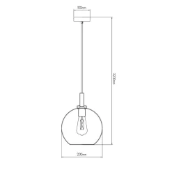 Fantasia OSIRA Pendel E27 Zwart + goud, amber glas Ø200mm