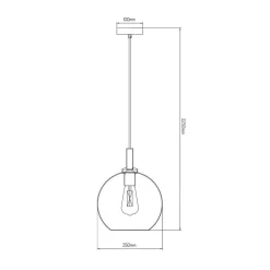 Fantasia OSIRA Pendel E27 Zwart + goud, amber glas Ø250mm