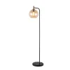 Fantasia OSIRA Vloerlamp E27 Zwart + goud, amber glas Ø250mm