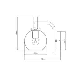 Fantasia OSIRA Wandlicht E27 Zwart, helder glas Ø150mm