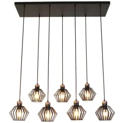 Fantasia SHURU 7x E27 pendel zwart+koper