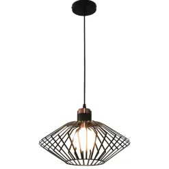 Fantasia SHURU 1x E27 pendel zwart + koper Ø40cm