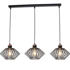 Fantasia SHURU 3x E27 pendel zwart + koper balk