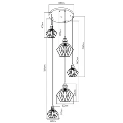 Fantasia SHURU 5x E27 pendel zwart+koper