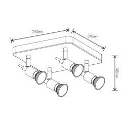 Fantasia SONAR II 4L satin black/dim.glass LED 5W GU10 incl.