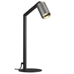 Fantasia TABOO 1L GU10 (excl) zwart + geborsteld staal, tafellamp