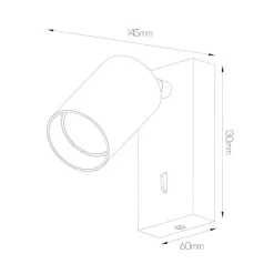 Fantasia TABOO 1L GU10 (excl) zwart, wand licht + schakelaar
