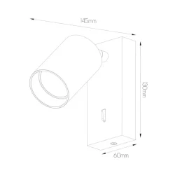 Fantasia TABOO 1L GU10 (excl) wit, wand licht + schakelaar