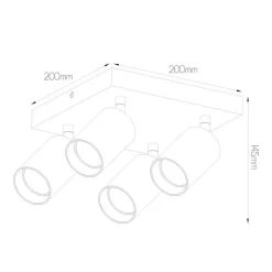 Fantasia TABOO 4L SQ GU10 (excl) zwart + geborsteld staal, spot