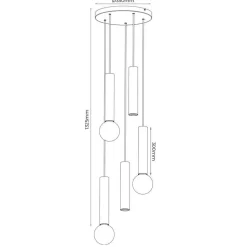 Fantasia TABOO pendel 5L 2xGU10 (excl) 3xE27 (excl) zwart + geborsteld brons