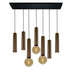 Fantasia TABOO pendel 7L 4xGU10 (excl) 3xE27 (excl) zwart + geborsteld brons