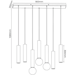 Fantasia TABOO pendel 7L 4xGU10 (excl) 3xE27 (excl) zwart + geborsteld staal
