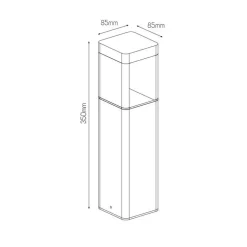 Fantasia TUVA 2 pole 350mm 7Watt  595Lm COB LED 3000K IP65 black