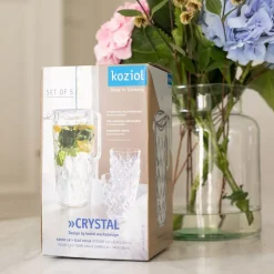 Koziol Crystal Waterkan 1,6L met 4 glazen