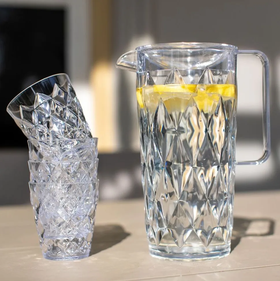 Koziol Crystal Waterkan 1,6L met 4 glazen