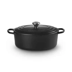Le Creuset Stoofpan Ovaal met Zwart Interieur in Geëmailleerd Gietijzer 31cm 6,3L Mat zwart
