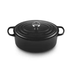 Le Creuset Stoofpan Ovaal met Zwart Interieur in Geëmailleerd Gietijzer 31cm 6,3L Mat zwart