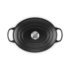 Le Creuset Stoofpan Ovaal met Zwart Interieur in Geëmailleerd Gietijzer 31cm 6,3L Mat zwart