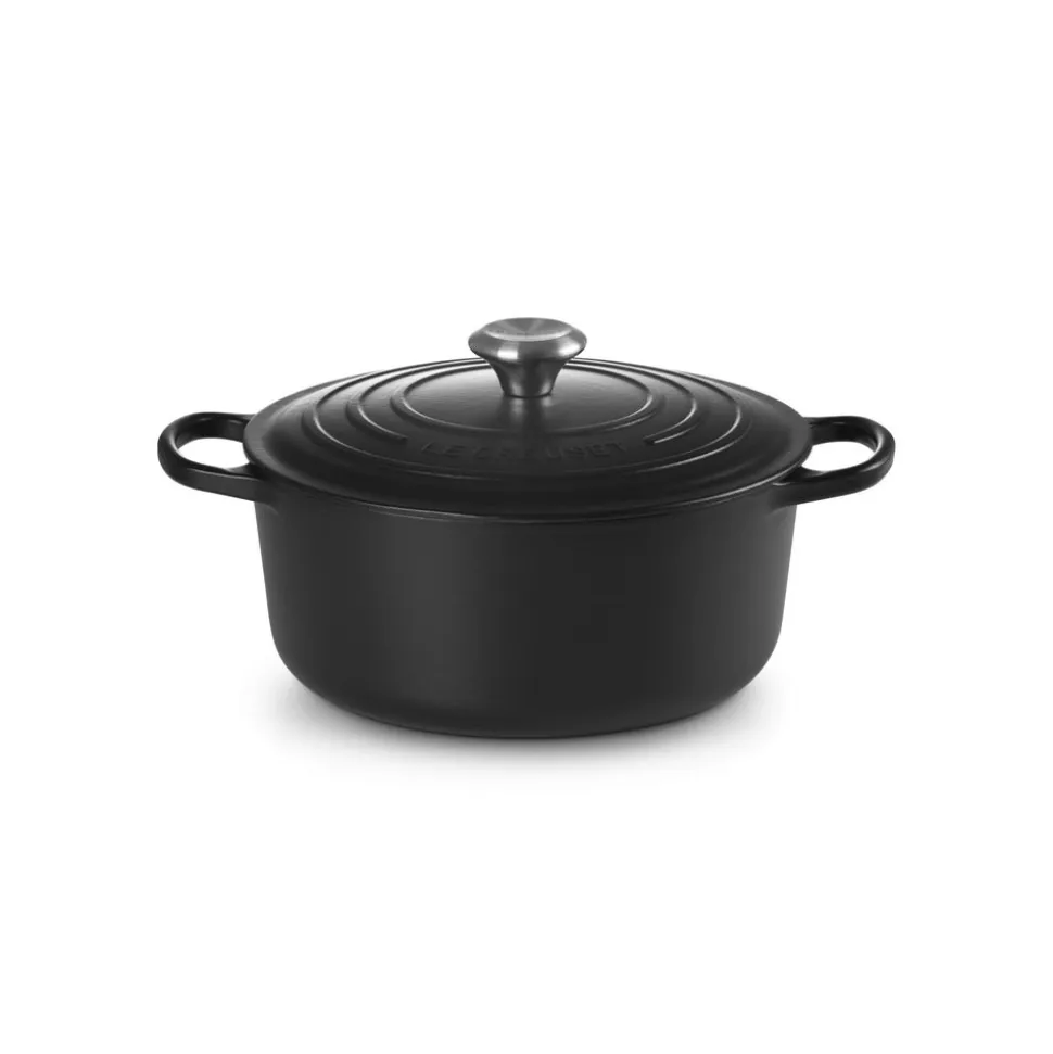 Le Creuset Stoofpan Rond met Zwart Interieur in Geëmailleerd Gietijzer 26cm 5,3L zwart