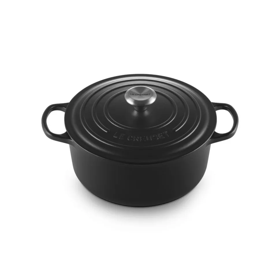 Le Creuset Stoofpan Rond met Zwart Interieur in Geëmailleerd Gietijzer 26cm 5,3L zwart