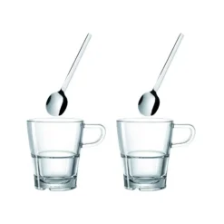 Leonardo Senso Koffieglazen met lepel 250ml 4delig