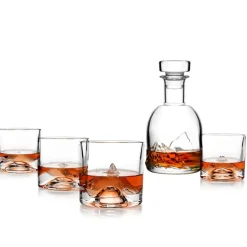 Liiton The Peaks Crystal Whiskey Decanter Set (Everest, Denali, Everest, Fuji & Mont Blanc)