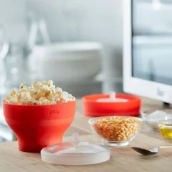 Lékué Set van 2 mini opvouwbare popcornmakers voor magnetron Ø 12.7cm H 8.5cm