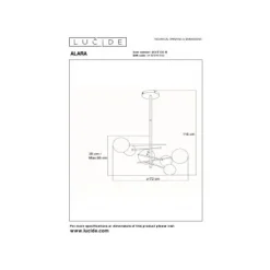 Lucide ALARA Hanglamp-Goud-Ø72-LED-6xG4-1,5W-2700K-Glas