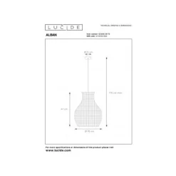 Lucide ALBAN - Hanglamp - Ø 35 cm - 1xE27 - Licht hout