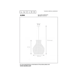Lucide ALBAN - Hanglamp - Ø 35 cm - 1xE27 - Zwart