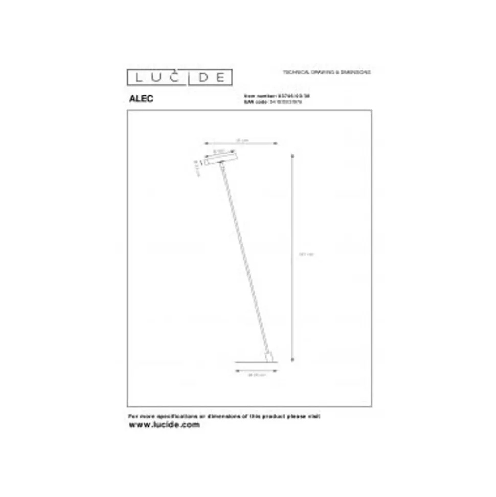 Lucide ALEC Vloerlamp-Zwart-LED-1xG9-3W-2700K-Metaal