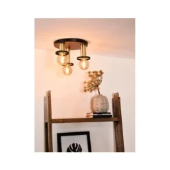 Lucide ANAKA - Plafonnière - Ø 30 cm - 3xE27 - Zwart