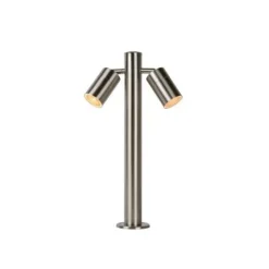 Lucide ARNE-LED - Sokkellamp Buiten - Ø 6,3 cm - LED - GU10 - 2x5W 2700K - IP44 - Mat chroom