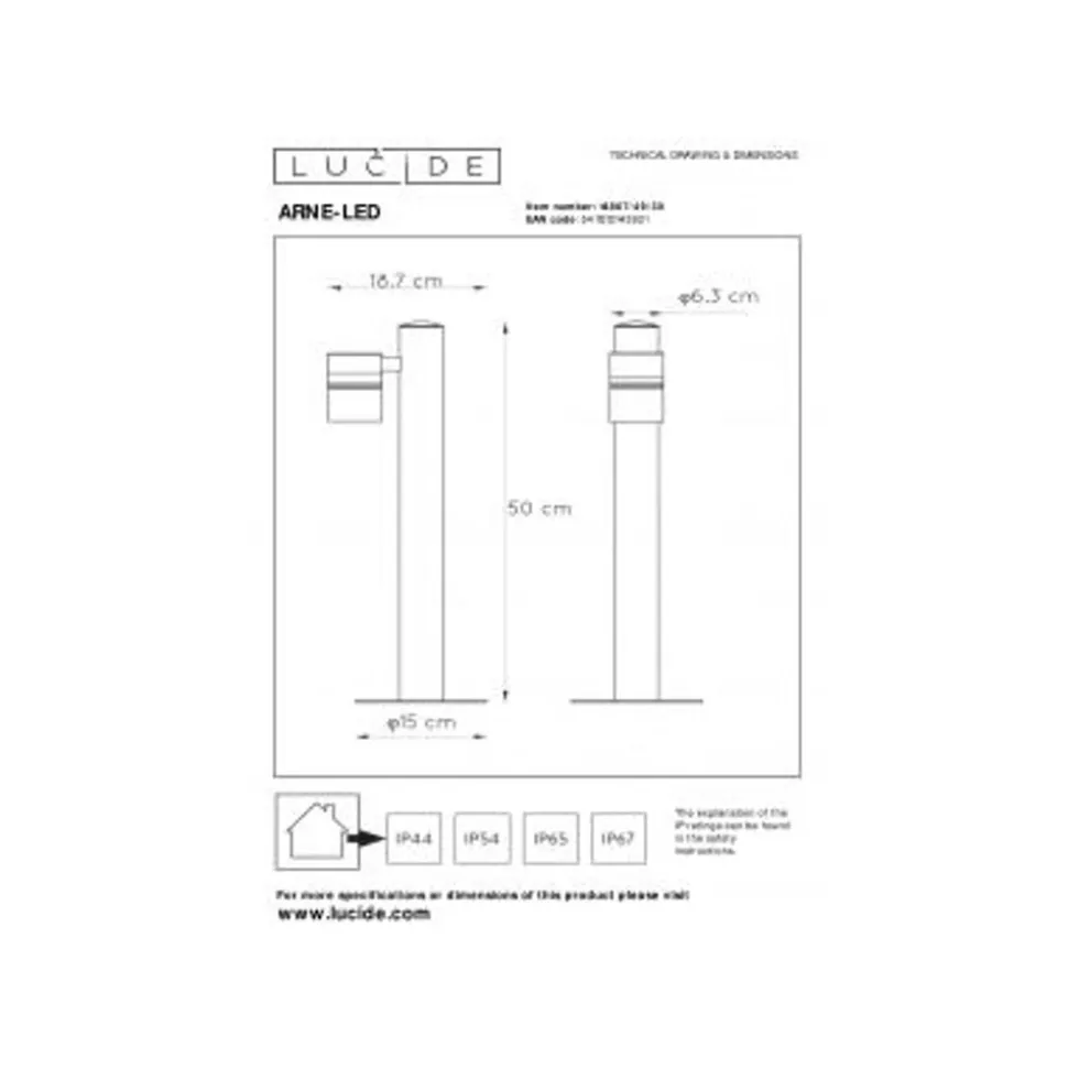 Lucide ARNE-LED - Sokkellamp Buiten - Ø 6,3 cm - LED - GU10 - 1x5W 2700K - IP44 - Zwart