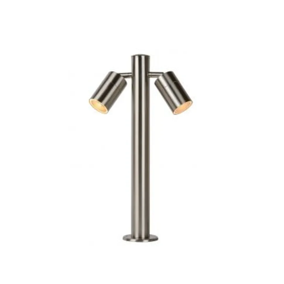 Lucide ARNE-LED - Sokkellamp Buiten - Ø 6,3 cm - LED - GU10 - 2x5W 2700K - IP44 - Mat chroom