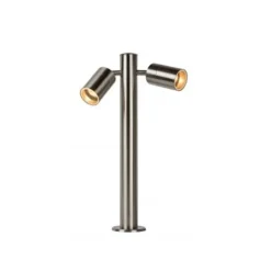 Lucide ARNE-LED - Sokkellamp Buiten - Ø 6,3 cm - LED - GU10 - 2x5W 2700K - IP44 - Mat chroom