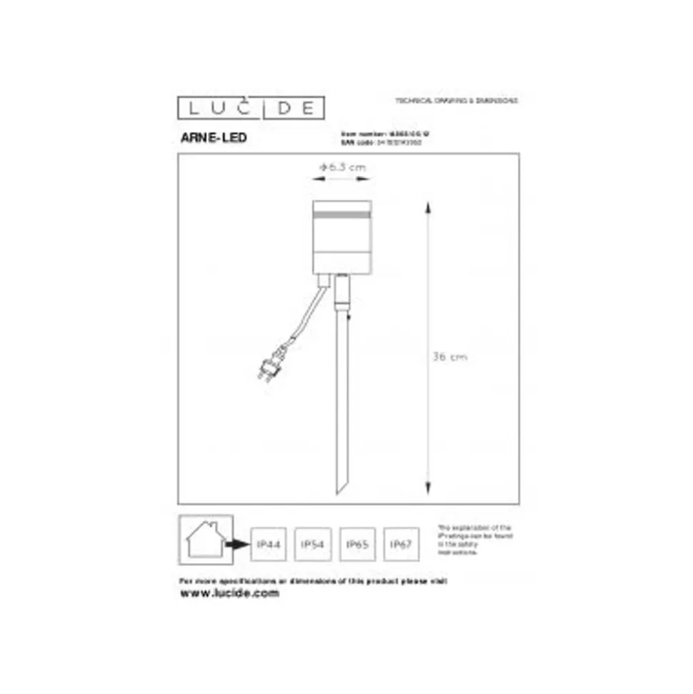 Lucide ARNE-LED - Tuinspot Buiten - Ø 6,3 cm - LED - GU10 - 1x5W 2700K - IP44 - Mat chroom