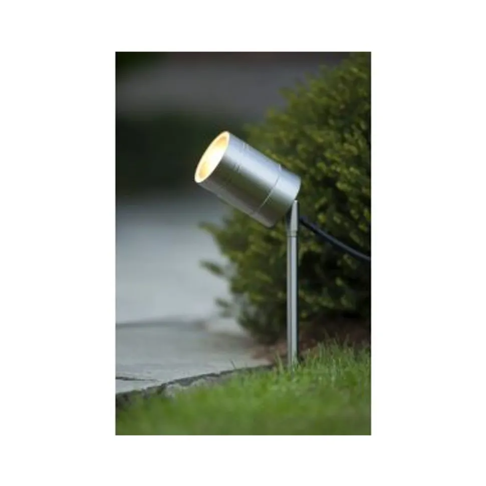 Lucide ARNE-LED - Tuinspot Buiten - Ø 6,3 cm - LED - GU10 - 1x5W 2700K - IP44 - Mat chroom