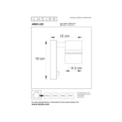 Lucide ARNE-LED - Wandspot Buiten - Ø 6,3 cm - LED - GU10 - 1x5W 2700K - IP44 - Mat chroom Lucide