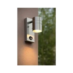 Lucide ARNE-LED - Wandspot Buiten - Ø 6,3 cm - LED - GU10 - 1x5W 2700K - IP44 - Mat chroom Lucide