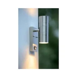 Lucide ARNE-LED - Wandspot Buiten - Ø 6,3 cm - LED - GU10 - 2x5W 2700K - IP44 - Mat chroom Lucide