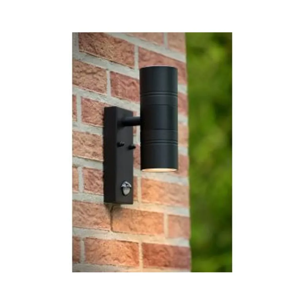 Lucide ARNE-LED - Wandspot Buiten - Ø 6,3 cm - LED - GU10 - 2x5W 2700K - IP44 - Zwart