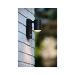 Lucide ARNE-LED - Wandspot Buiten - Ø 6,3 cm - LED - GU10 - 1x5W 2700K - IP44 - Zwart Lucide