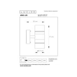 Lucide ARNE-LED Wandlicht 2xGU10/5W 2700K Mat Chroom