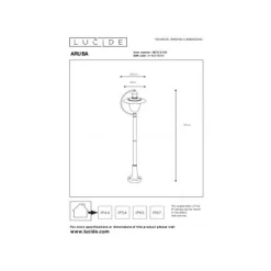 Lucide ARUBA - Lantaarnpaal Buiten - 1xE27 - IP44 - Zwart