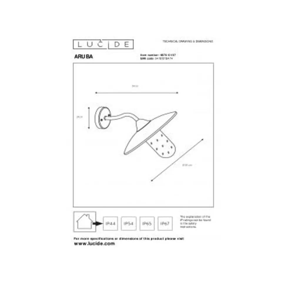 Lucide ARUBA - Wandlamp Buiten - Ø 30 cm - 1xE27 - IP44 - Roest bruin