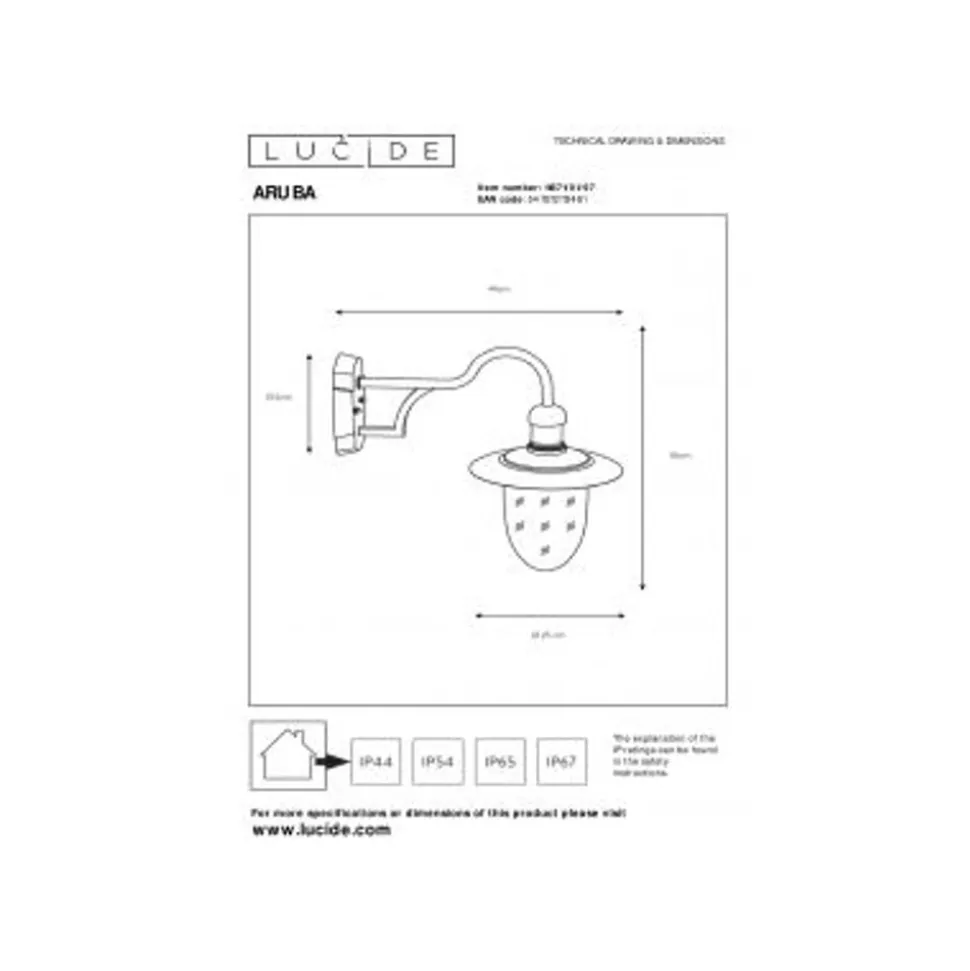 Lucide ARUBA - Wandlamp Buiten - Ø 25 cm - 1xE27 - IP44 - Roest bruin