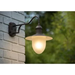 Lucide ARUBA - Wandlamp Buiten - Ø 25 cm - 1xE27 - IP44 - Roest bruin